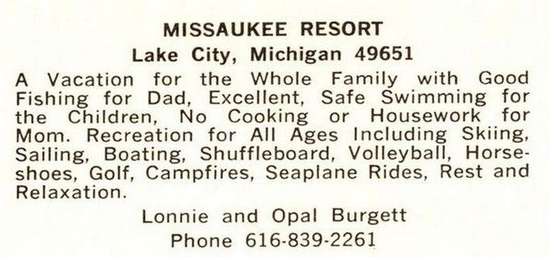 Missaukee Resort - Vintage Postcard (newer photo)